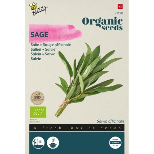 ZADENZAKJE Salie (Salvia officinalis) 100% biologisch, Tuin en Terras, Bloembollen en Zaden, Zaad, Ophalen of Verzenden