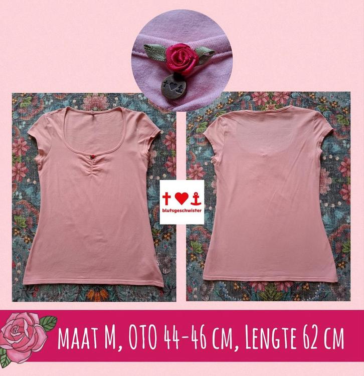 Blutsgeschwister shirt lichtroze, maat M, zgan, Kleding | Dames, T-shirts, Zo goed als nieuw, Maat 42/44 (L), Roze, Korte mouw