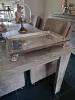 Mooi zwaar zilver nikkel dienblad op wieltjes., Ophalen, Metaal