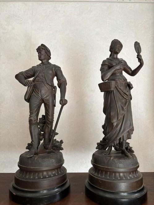 Antieke bronzen beeldenset, Antiek en Kunst, Antiek | Koper en Brons, Ophalen