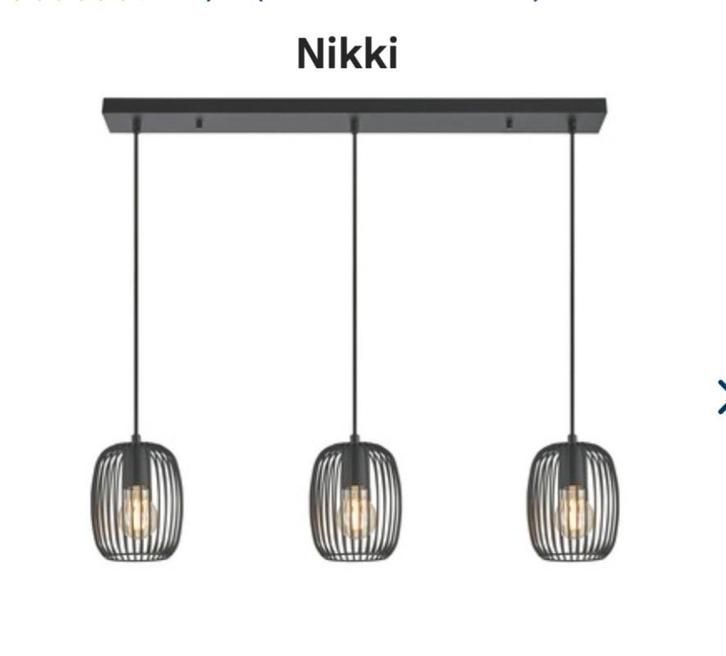 Stijlvolle Zwarte Hanglamp met 3 Lichtpunten, Huis en Inrichting, Lampen | Hanglampen, Minder dan 50 cm, Ophalen