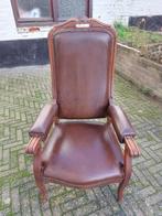 Antieke,lederen biedermeier fauteuil(verstelbare rugleuning), Antiek en Kunst, Antiek | Meubels | Stoelen en Banken, Ophalen