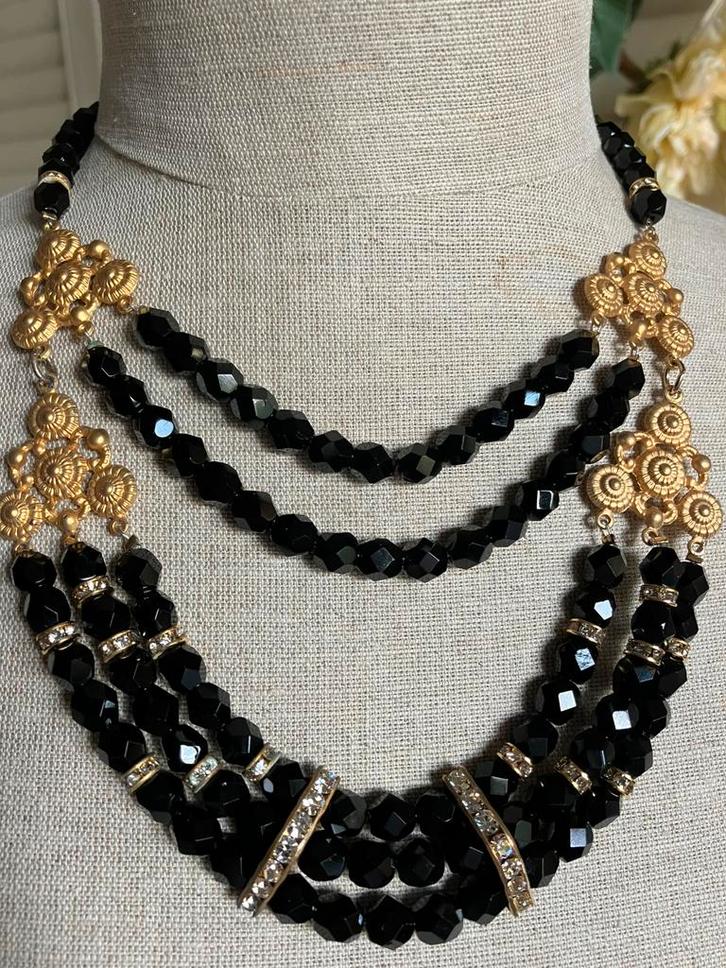 Antieke Zeeuwse gitten halsketting choker, Sieraden, Tassen en Uiterlijk, Antieke sieraden, Ketting, Overige materialen, Ophalen of Verzenden