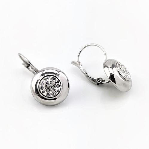 Roestvrij Stalen Klap Oorbellen met zirkonia s - RVS Dames, Sieraden, Tassen en Uiterlijk, Oorbellen, Nieuw, Hangers, Overige materialen