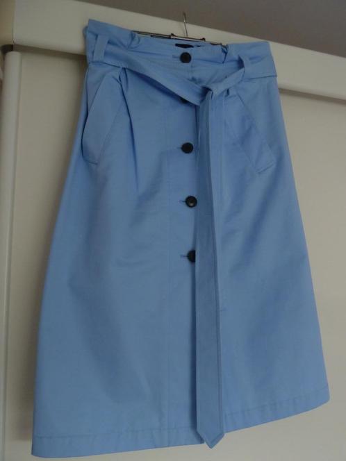 Frenken hemelsblauwe poplin doorknoop rok met ceintuur, nw., Kleding | Dames, Rokken, Nieuw, Maat 38/40 (M), Blauw, Onder de knie