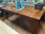 Prachtige oud Franse teakhouten eettafel 200 cm, Ophalen, Gebruikt, Stoer landelijk koloniaal