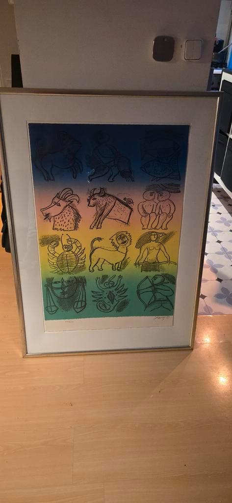 Corneille Zeefdruk Dierenriem 1989 - Ingelijst, Antiek en Kunst, Kunst | Tekeningen en Foto's, Ophalen of Verzenden