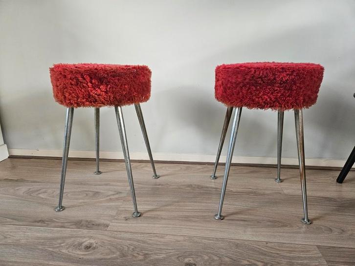 Zeldzame jaren 50 60 krukken met orginele productie labels, Antiek en Kunst, Antiek | Meubels | Stoelen en Banken, Ophalen of Verzenden