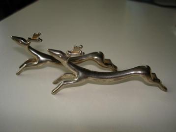 * 2 oude metalen bestek hertjes bestekhouders * beschikbaar voor biedingen