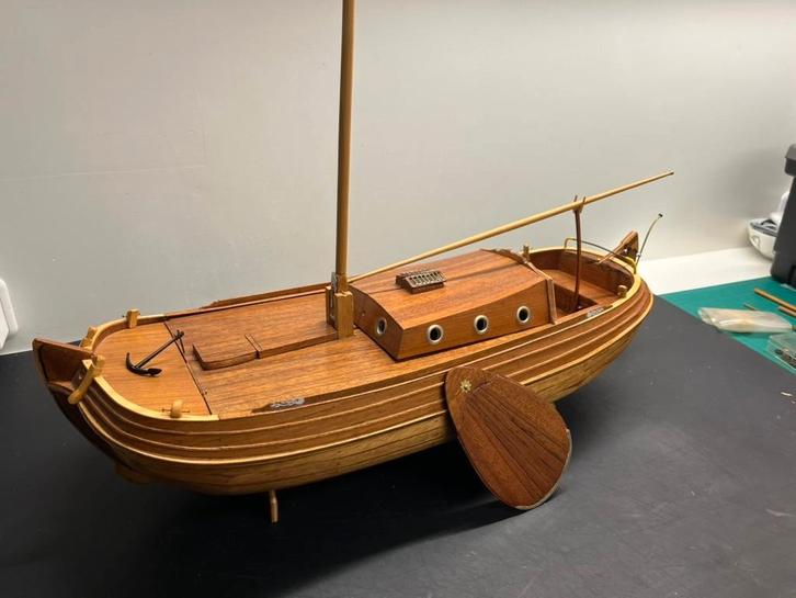 Houten schaalmodel van de Nederlandse boeier “Sperwer”, Hobby en Vrije tijd, Modelbouw | Boten en Schepen, Ophalen