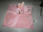 Wibra konijn doekje roze wit velours bruin geborduurde neus, Kinderen en Baby's, Speelgoed | Knuffels en Pluche, Ophalen of Verzenden