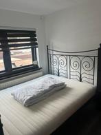 Zwart stalen bed, Huis en Inrichting, Slaapkamer | Bedden, Ophalen, Gebruikt, Zwart, Tweepersoons