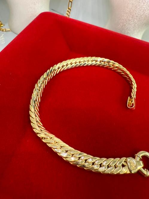 Prachtige 14 karaats gouden cuban armband, Sieraden, Tassen en Uiterlijk, Armbanden, Nieuw, Goud, Ophalen of Verzenden