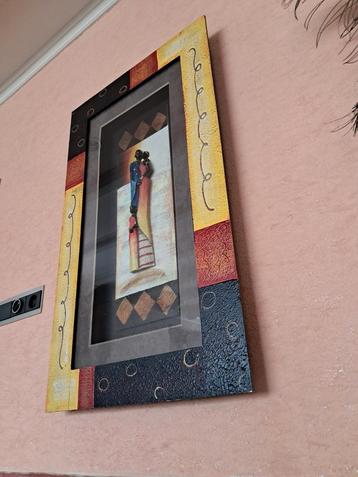 Afrikaans stel met kind ingelijst  87cm hoog  beschikbaar voor biedingen