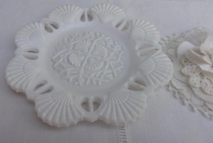 SALE apart opaline schaaltje/ vide poche, schelpen & koraal, Antiek en Kunst, Curiosa en Brocante, Ophalen of Verzenden