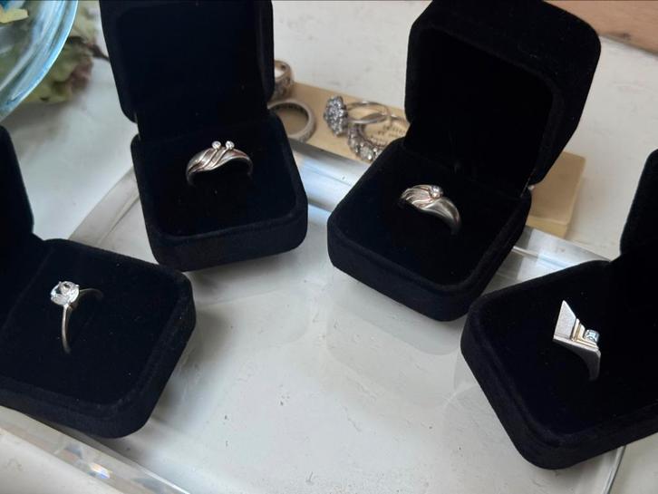 Lot jaren 70/80 modernistische zilveren ringen, Sieraden, Tassen en Uiterlijk, Ringen, Gebruikt, Dame, 17 tot 18, Zilver, Zilver