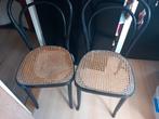 2 houten stoelen met rotan, Huis en Inrichting, Ophalen, Zo goed als nieuw, Bruin, Twee