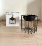 Zwarte Draadmand Bloempot met Kunststof Binnenpot - Nieuw!, Tuin en Terras, Ophalen, Rond, Metaal, Binnen