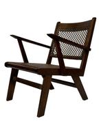 Art Deco eiken fauteuil met webbing jaren 50 minimalist, Huis en Inrichting, Fauteuils, Art Deco, Gebruikt, Art Deco, Art Deco