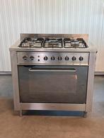 Luxe fornuis Indesit 5 pits RVS 90 cm, Witgoed en Apparatuur, 60 cm of meer, Grill, Ophalen of Verzenden, Zo goed als nieuw