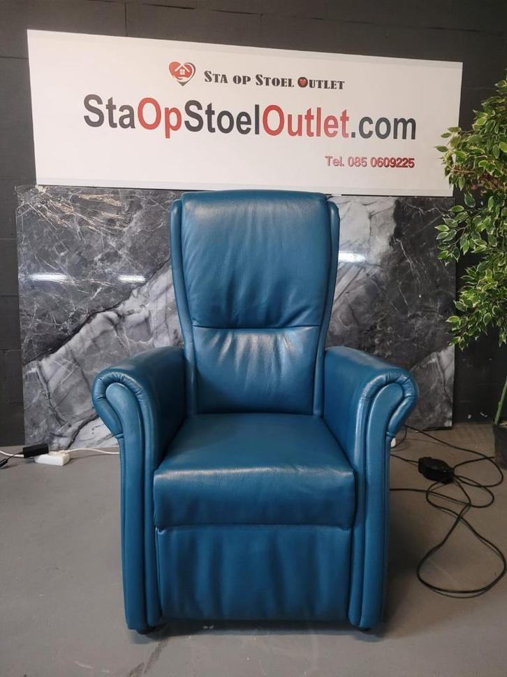 Staopstoel Fitform Wellness 228-238 Petrolblauw 3 motoren, Huis en Inrichting, Fauteuils, Gebruikt, Leer, Minder dan 50 cm, Minder dan 75 cm