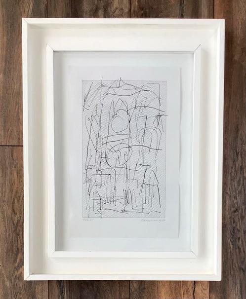 Jan Schoonhoven, originele tekening in Oost-Indische inkt, Antiek en Kunst, Kunst | Schilderijen | Modern, Ophalen