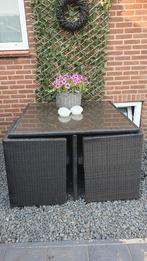 Te koop zwarte wicker tuinset met kussens €110, Ophalen of Verzenden, Zo goed als nieuw