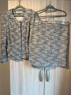 Airfield set vest en rok bouclé zilvergrijs 42, Kostuum of Pak, Verzenden, Maat 42/44 (L), Zo goed als nieuw