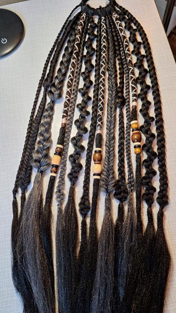 Ponytail dreads en vlechten op elastiek zwart grijs zilver, Sieraden, Tassen en Uiterlijk, Uiterlijk | Haarverzorging, Nieuw, Ophalen of Verzenden