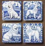 Samojeed Delfts Blauw onderzetters met houder, Ophalen of Verzenden, Nieuw, Glas of Kopje