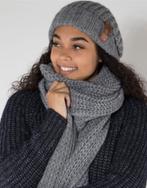 Moscow grijse wollen dames muts beanie grof gebreid, Maat 38/40 (M), Nieuw, Ophalen of Verzenden, Moscow
