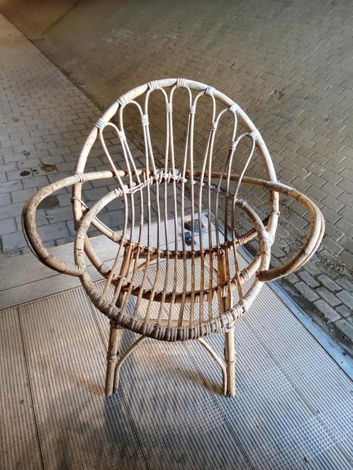 Vintage rotan Rohé stoel fauteuil voor volwassen persoon, Huis en Inrichting, Stoelen, Gebruikt, Eén, Riet of Rotan, Overige kleuren