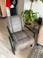 Lederen fauteuil metalen frame, Industrieel, Metaal, Ophalen of Verzenden, 75 tot 100 cm