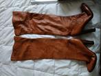 Cognac kleurige hoge leren laarzen mt 391/2, Kleding | Dames, Schoenen, Ophalen of Verzenden, Zo goed als nieuw, Bruin, Hoge laarzen