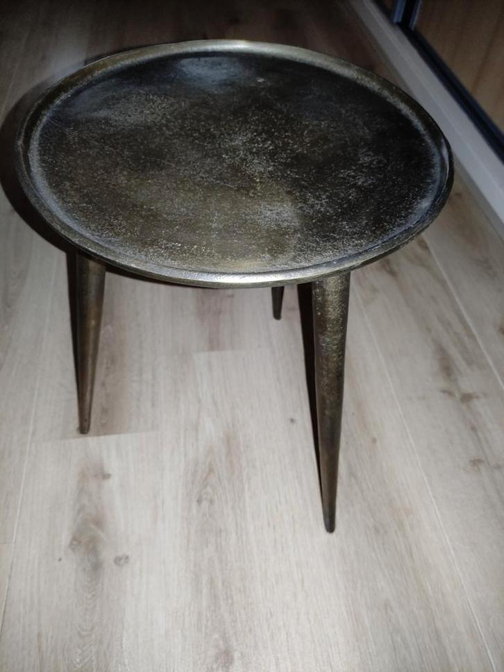 Bronzen Bijzettafel, Huis en Inrichting, Tafels | Bijzettafels, Rond, Minder dan 45 cm, Minder dan 55 cm, Ophalen
