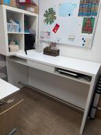 Wit Bureau met Opbergruimte, Huis en Inrichting, Bureaus, Ophalen of Verzenden, In hoogte verstelbaar, Zo goed als nieuw, Bureau