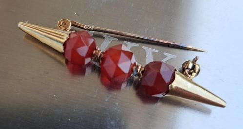 GOUDEN 14 KARAAT BROCHE MET EDELSTENEN, Sieraden, Tassen en Uiterlijk, Broches, Zo goed als nieuw, Goud, Goud, 4 tot 7 cm, Met edelsteen