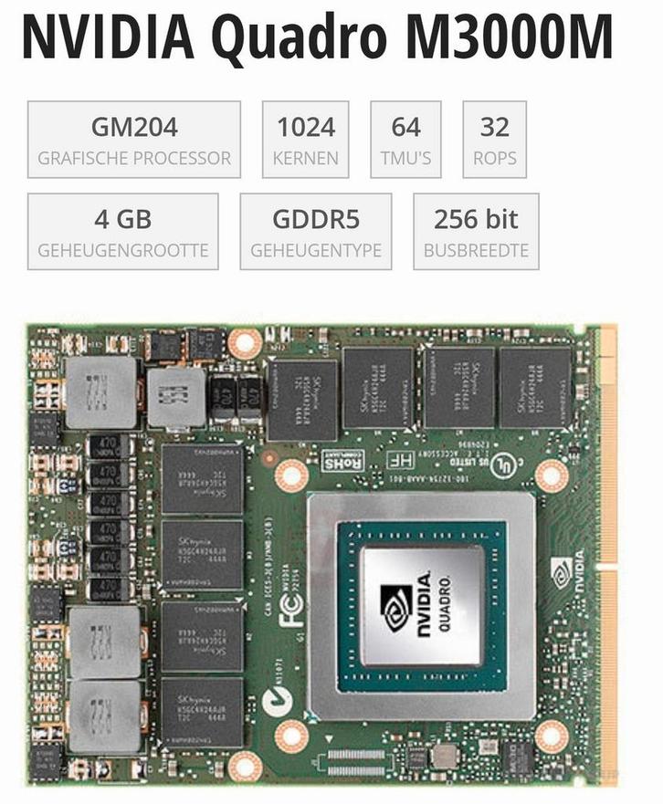 Nvidia quardro M3000M 4GB Nieuwstaat!, Computers en Software, Videokaarten, Zo goed als nieuw, Nvidia, PCI-Express 3.0, GDDR5