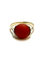 14k gouden ring met bloedkoraal, -, -, Ophalen of Verzenden, Dame