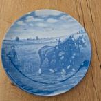 Wandbord delfts blauw handploeg met span paarden, Ophalen