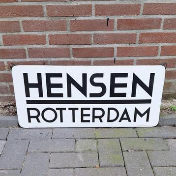 Groot emaille reclamebord, naambord van Hensen Rotterdam. beschikbaar voor biedingen