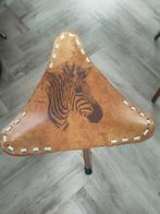 Vintage leren opvouwbare driepoot kruk, Ophalen of Verzenden