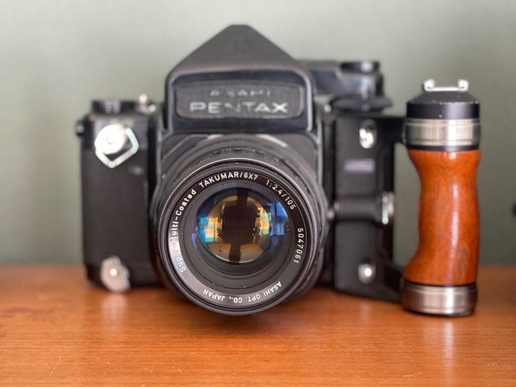 Pentax 6×7 MLU + TTL prisma | Complete set met 105mm & 55mm, Audio, Tv en Foto, Fotocamera's Analoog, Gebruikt, Spiegelreflex