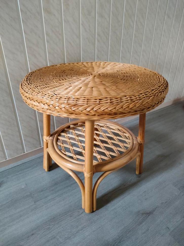 Rotan salontafel rond | 56 cm, Huis en Inrichting, Tafels | Bijzettafels, Zo goed als nieuw, Rond, 45 tot 60 cm, Minder dan 55 cm