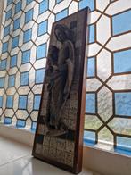 Beeldje op antieke tegel Madonna en kind, Antiek en Kunst, Kunst | Beelden en Houtsnijwerken, Ophalen of Verzenden