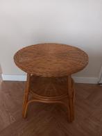 Vintage rotan tafeltje Bohemian Ibiza stijl, Huis en Inrichting, Minder dan 55 cm, Rond, Zo goed als nieuw, Ophalen