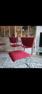 Vintage buisframe eetkamerstoelen., Huis en Inrichting, Ophalen, Zo goed als nieuw, Rood