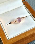 14k Rosé gouden ring met Rozenkwarts, Ophalen of Verzenden, Zo goed als nieuw, 17 tot 18, Roze