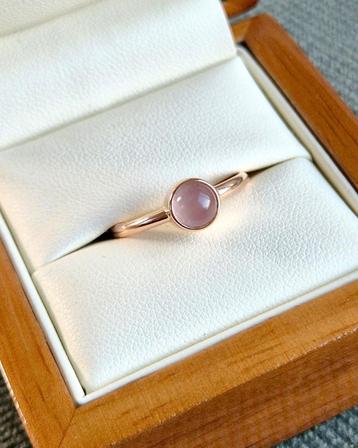 14k Rosé gouden ring met Rozenkwarts beschikbaar voor biedingen