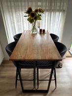 Tafel met 4 stoelen mangohout., Huis en Inrichting, Ophalen, 100 tot 150 cm, 50 tot 100 cm, Zo goed als nieuw